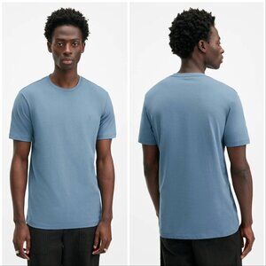 AllSaints Areo Blue Brace Brushed Cotton Crew Neck T-Shirt